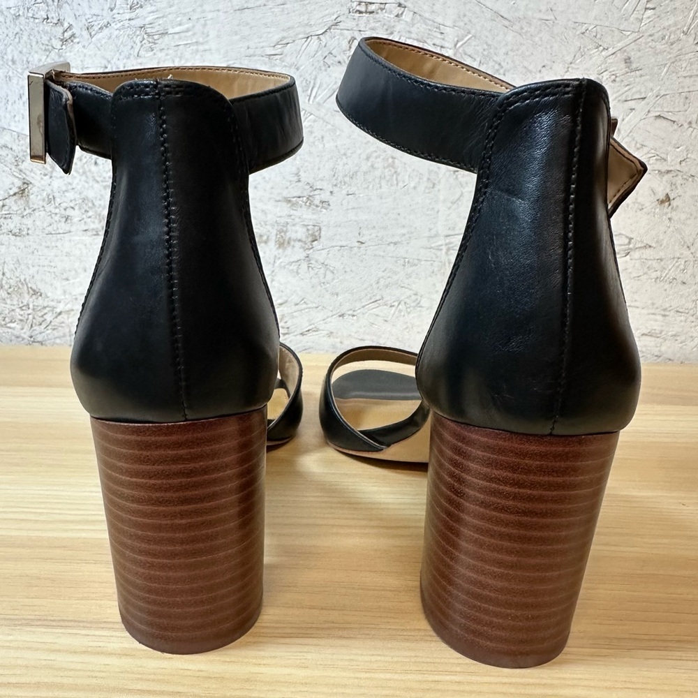 ANTONIO MELANI Black Leather Block Heel Sandals - Picture 6 of 10